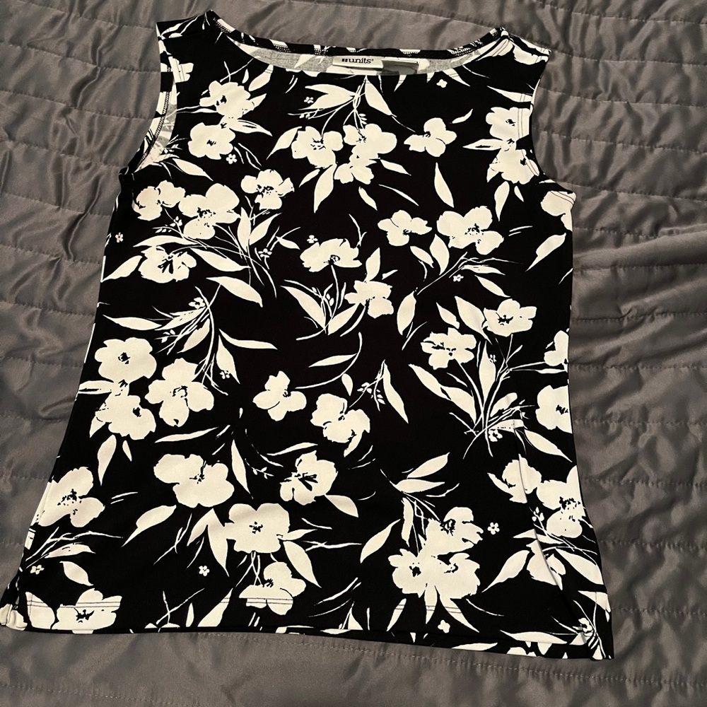 Black and white floral blouse